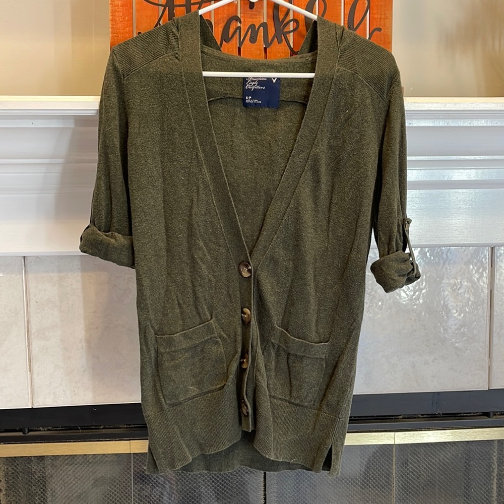 Small Green American Eagle Cardigan